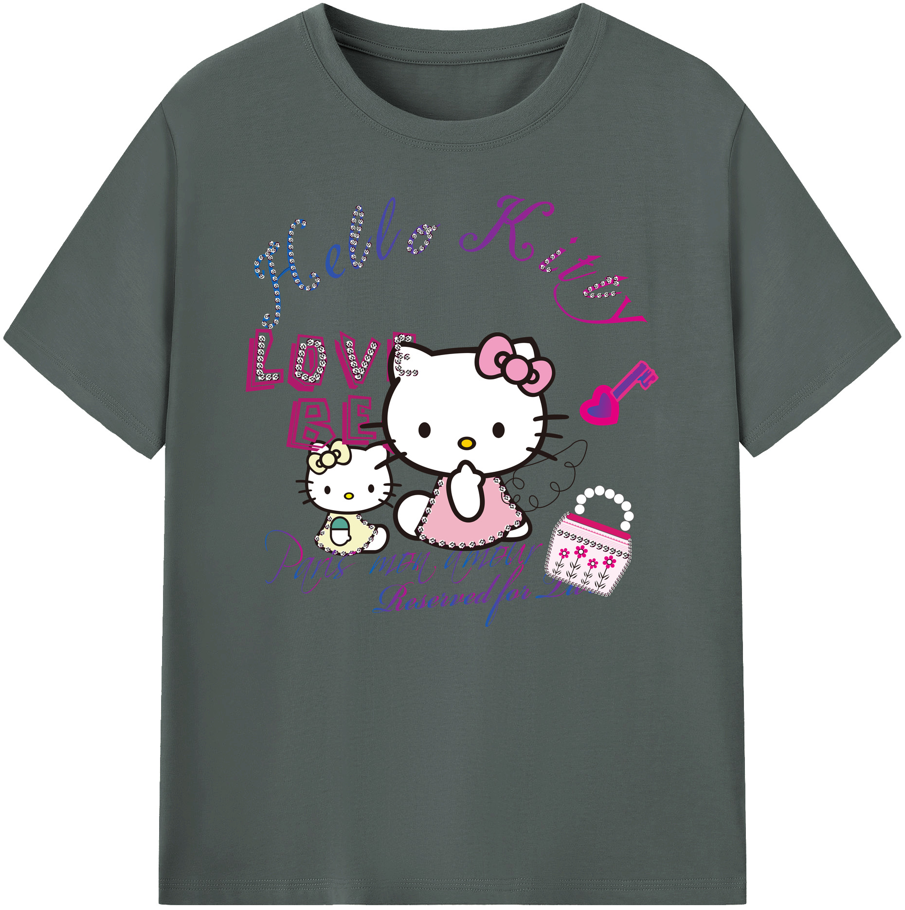（画像用） Hello Kitty ハローキティ 綿100％ メンズ半袖Tシャツ｜肌触りやわらか＆通気性